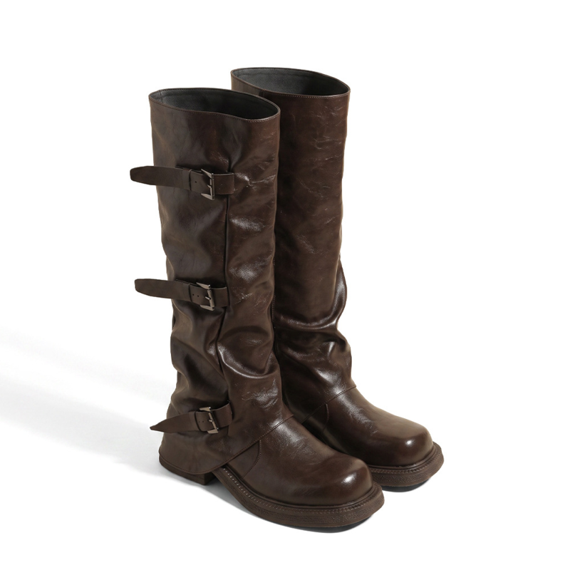 Women Retro Slouchy Knee High Boots
