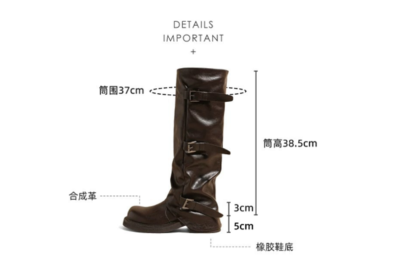Women Retro Slouchy Knee High Boots