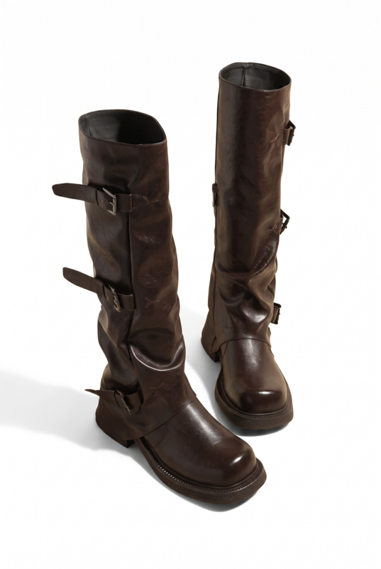 Women Retro Slouchy Knee High Boots