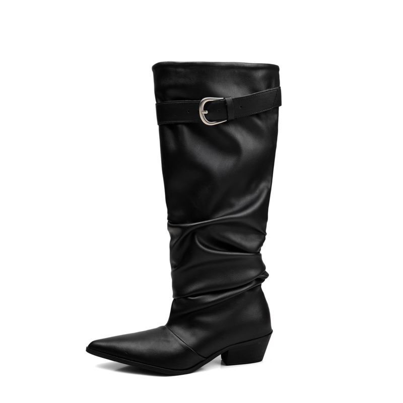 Women Vintage Slouchy Knee‑High Boots