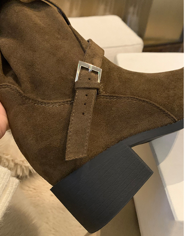 Women Wrap‑Around Buckle Strap Knee‑High Boots