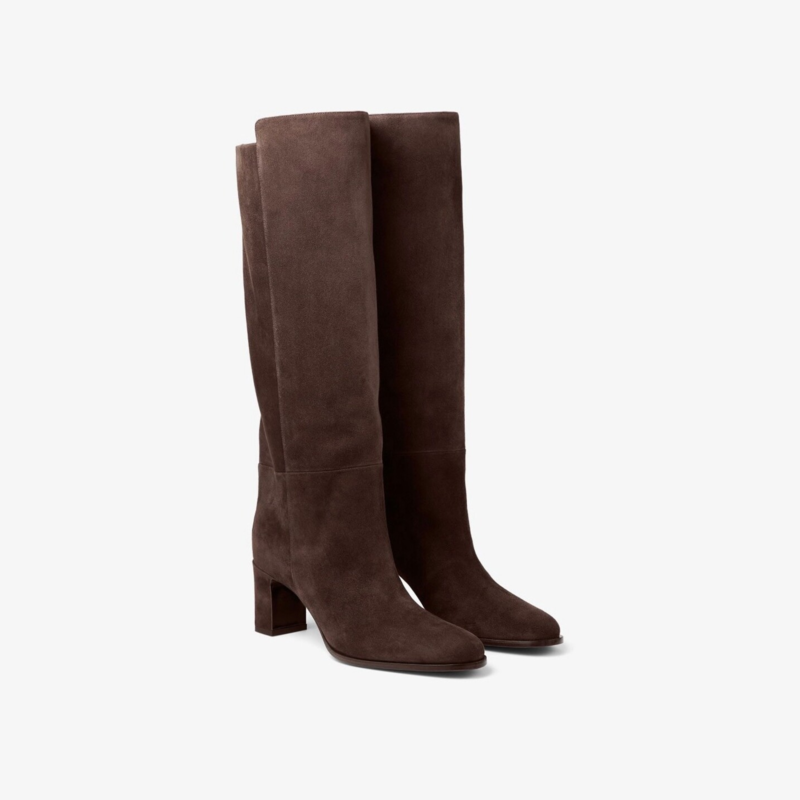 Square Toe Thick Block Heel Faux Leather Wide Calf Tall Boots