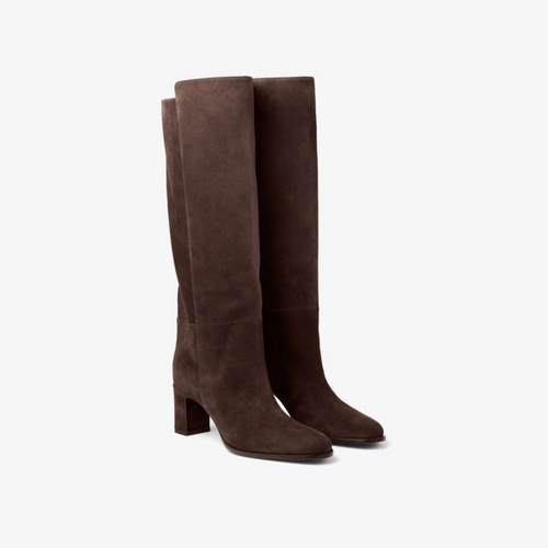 Square Toe Thick Block Heel Faux Leather Wide Calf Tall Boots
