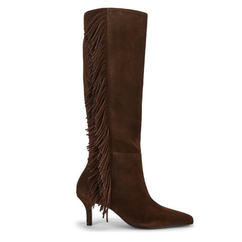 Faux Suede Slim Stiletto Heel Western‑Inspired Tall Boots