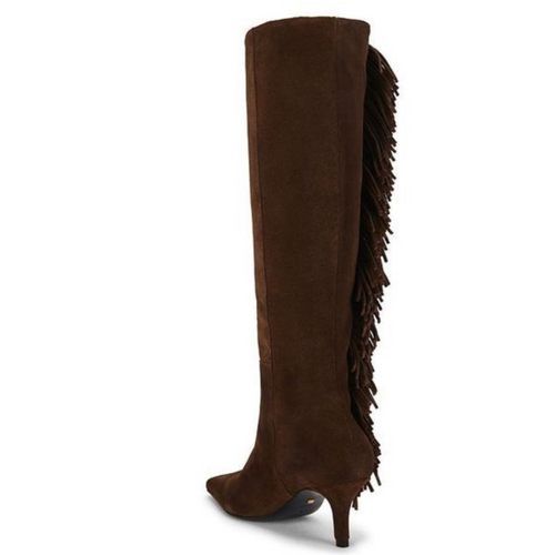 Faux Suede Slim Stiletto Heel Western‑Inspired Tall Boots