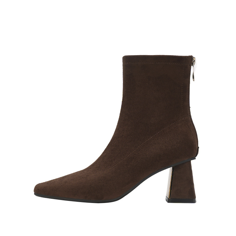 Women Back‑Zipper Stretch Ankle Boots