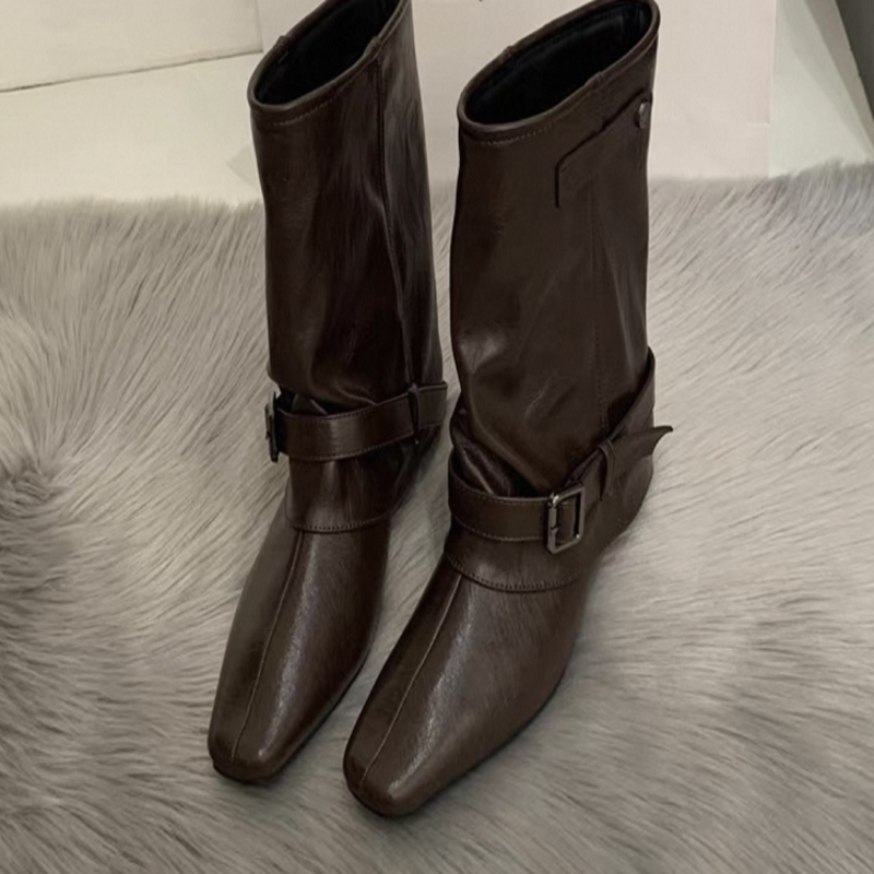 Women's Khaki Suede Slouch Mid‑Calf Boots