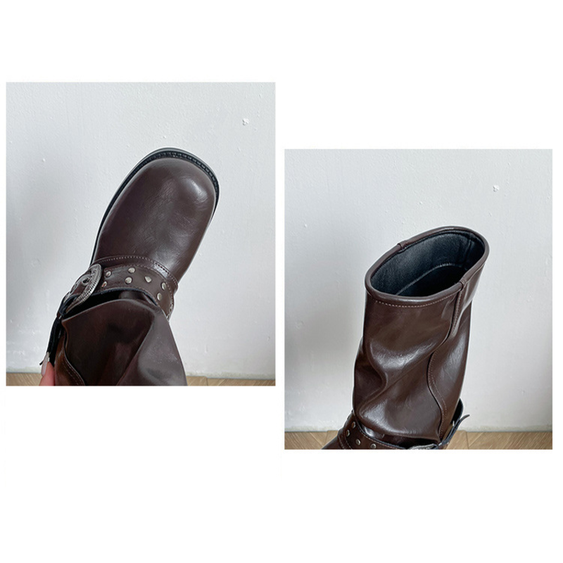Women's Dark Brown Slouch Mid‑Calf Boots