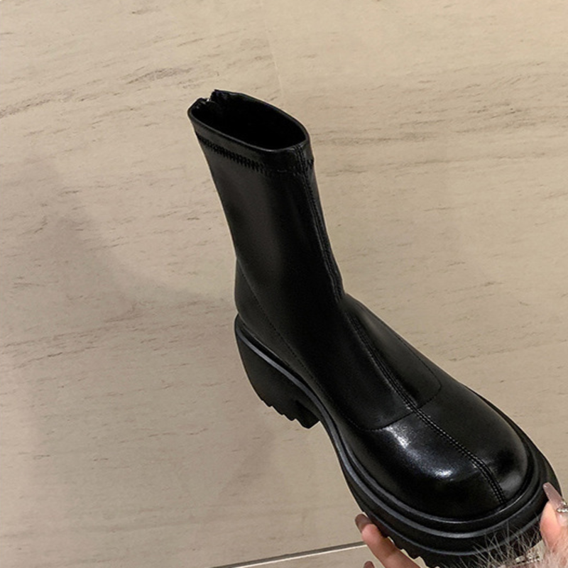 Women's Dark Brown Platform Sock Ankle Boots