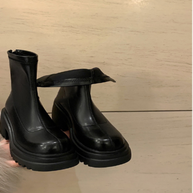 Women's Dark Brown Platform Sock Ankle Boots