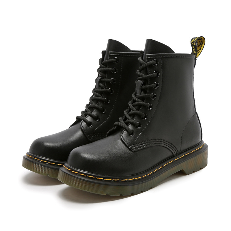 Women's Black Lace‑Up Combat Martin Boots