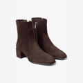 Women's Dark Brown Suede Square Toe Ankle Boots