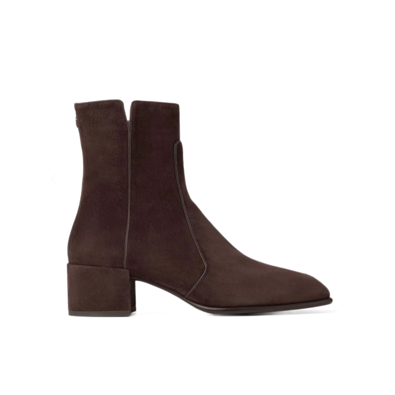 Women's Dark Brown Suede Square Toe Ankle Boots