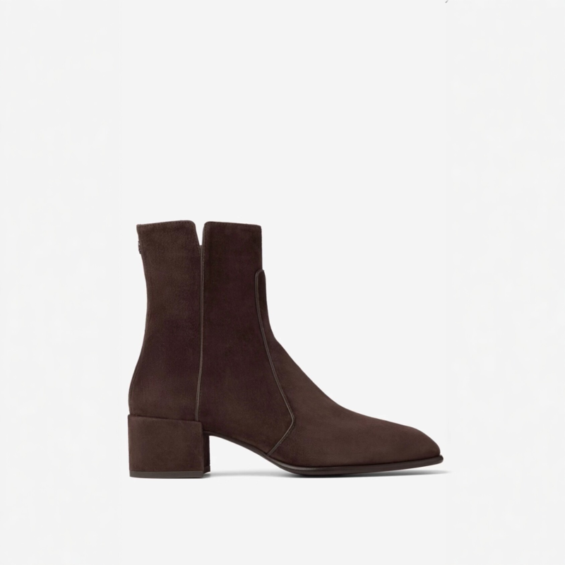 Women's Dark Brown Suede Square Toe Ankle Boots