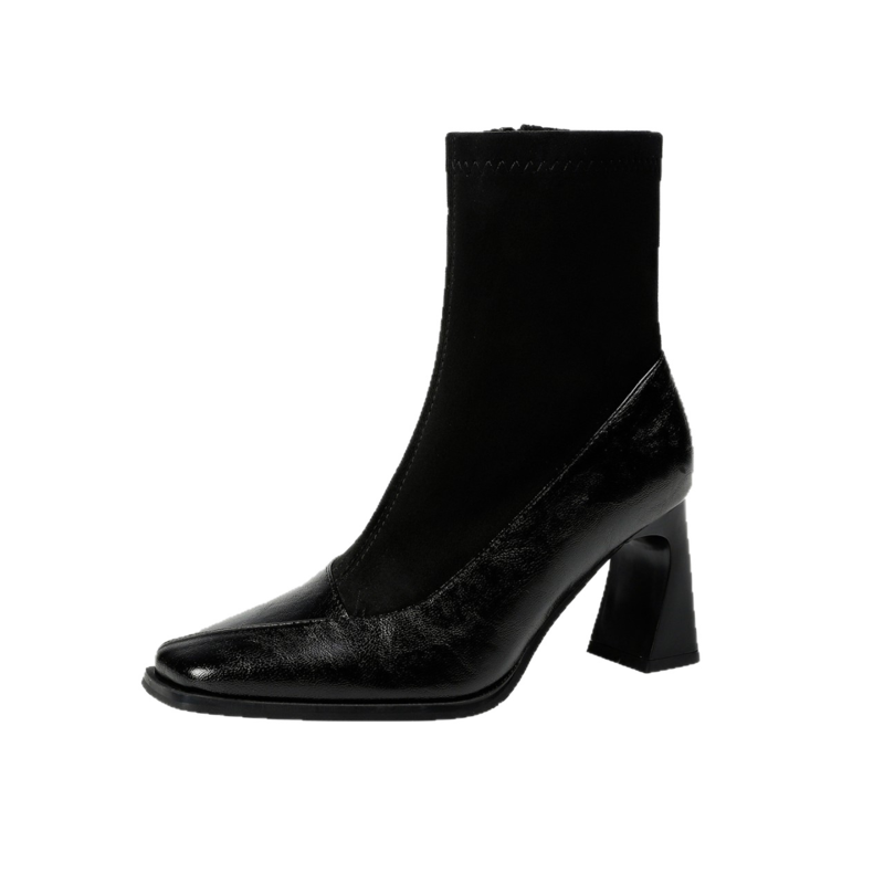 Women's Square Toe Block Heel Ankle Boots