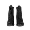 Black Faux Leather Mid-Calf Martin Boots with Side Zipper