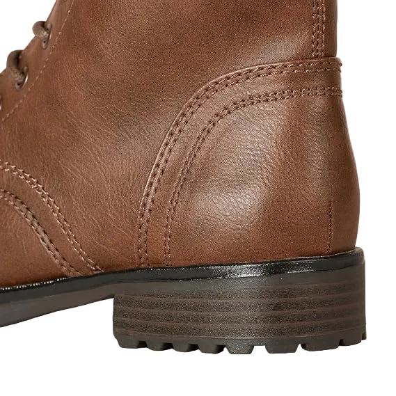 Round Toe Low Block Heel Faux Leather Side Zipper Vintage Moto Booties