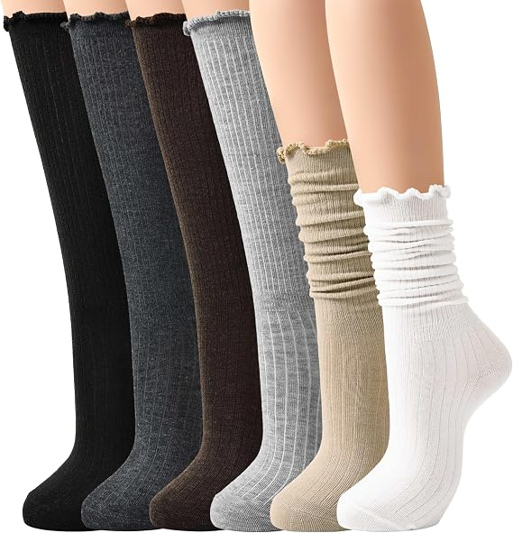 Ribbed Knit Calf Socks for Tall Boots（5pairs）