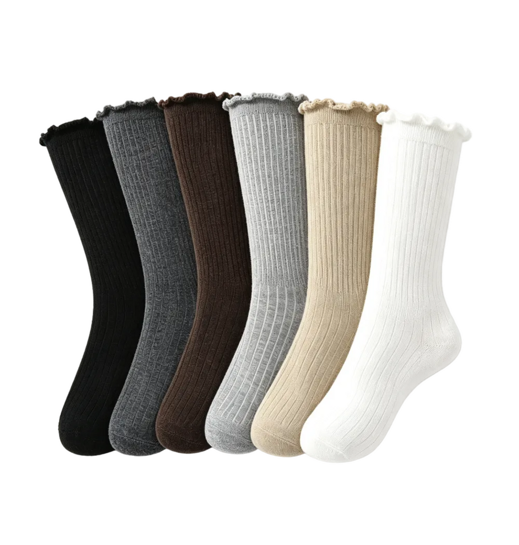 Ribbed Knit Calf Socks for Tall Boots（5pairs）