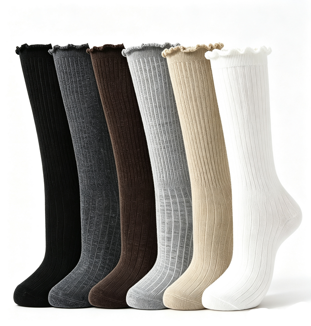 Ribbed Knit Calf Socks for Tall Boots（5pairs）