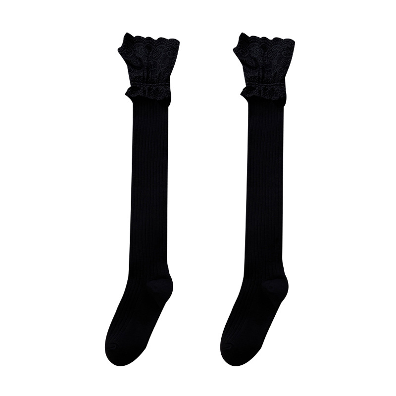 Women Lace Top Over the Knee Slouch Socks（3 pairs）